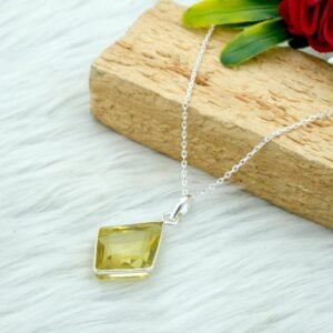 Lemon Quartz Necklace 925 Sterling Silver Jewelry AAA+ Quality Genuine Necklace Faceted Gemstone quartz Jewelry Handmade Jewelry NL0186-GS