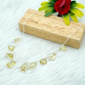 Lemon Quartz Necklace 925 Sterling Silver Jewelry AAA+ Quality Genuine Necklace Faceted Gemstone Yellow quartz Jewelry Handmade Jewelry NL0184-GS