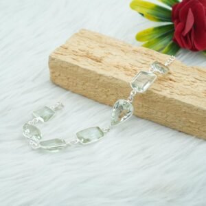 Natural Green Amethyst 925 Sterling Silver Jewelry Bracelets Green Amethyst Faceted Gemstones Bracelets Gift For Her`BR0087-GS