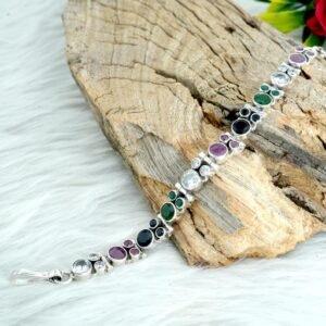 Multi Color Bracelet Ruby Bracelet Emerald Bracelet Sapphire Bracelet Sterling 925 Silver Bracelet Wedding Bracelet Multi Gemstones Bracelet BR0124-GS