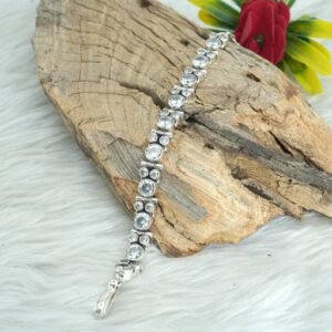 Natural Cubic Zirconia Bracelet Floral Wedding Bracelet 925 Sterling Silver CZ Gemstone Adjustable Bracelet Anniversary Gift For Her BR0120-GS
