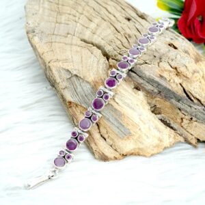 Pink Ruby Bracelet 925 Sterling Silver Jewelry Bracelet Natural Gemstones Bracelet Wedding Bracelet Minimalist Bracelet Gift For Her BR0119-GS