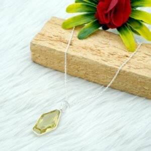 Lemon Quartz Necklace 925 Sterling Silver Jewelry AAA+ Quality Genuine Necklace Faceted Gemstone quartz Jewelry Handmade Jewelry NL0176-GS