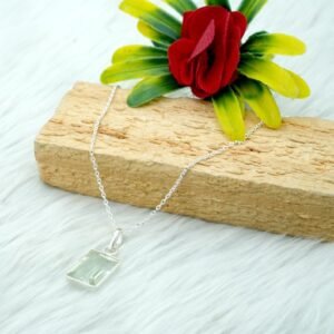Green Amethyst Necklace 925 Sterling Silver Jewelry Green Amethyst Faceted Gemstone Necklace Wedding Gift Necklace Gift For Her NL0171-GS