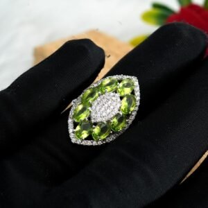 Natural Peridot Ring Sterling Silver ring Gemstone Ring Peridot Jewelry Wedding Ring Gift For Her Anniversary Gift R0170-GS