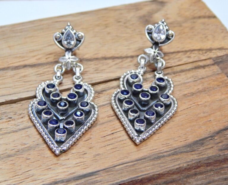 Blue Onyx, Cubic Zirconia Earring Stud 925 Sterling Silver earring Stud Wedding Earring Gift For Her Blue Elegant Earring handmade earring E0355-GS