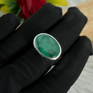 Emerald Ring 925 Sterling Silver Ring Green Ring Unisex Ring Wedding Jewelry Faceted Gemstone Ring Gift For Her / Him R0306-GS
