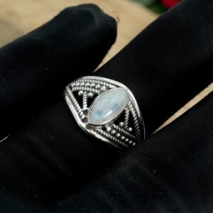 Natural Moonstone Gemstone Ring Stackable Ring Handmade Ring Dainty Ring Women Ring Moonstone Ring Sterling Silver Ring Gift For Her