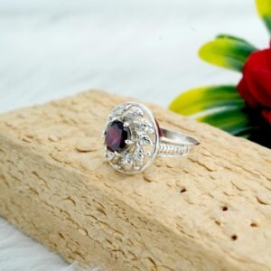 Natural Garnet Ring in 925 Sterling Silver | Rhodolite Garnet | Garnet Ring | Natural Stone Rings | Minimalist Ring | Solitaire Rings R0298-GS