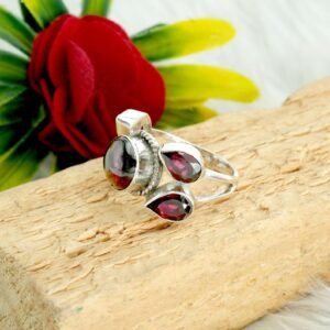 Garnet Ring 925 Sterling Silver Jewelry Multi Stone Ring Handmade ring Wedding Ring Vintage Ring Gift for Girls & women R0301-GS