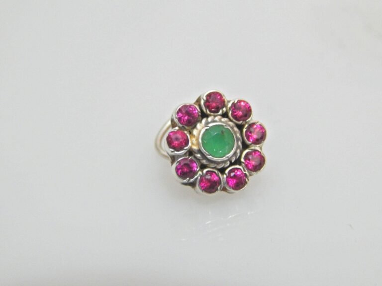 Natural Ruby, Emerald Nose Ring Gemstone Nose Ring, Silver jewelry,925 Sterling Silver, Gift, Handmade, Gift for her Gemstone Jewelry NR0009-GS