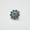 Natural Sapphire Nose Stud In 925 Sterling Silver | Silver Nose Ring | Nose Stud | Sapphire Nose Ring | Round Nose Stud | Flower Nose Stud NR0010-GS