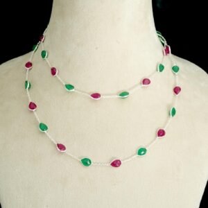 Red Ruby Minimalist Necklace Sterling 925 Silver Necklace Emerald Necklace Wedding Necklace Gift For Her Natural Gemstone Necklace Jewelry NL0224-GS