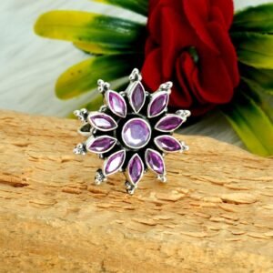 Ruby Ring In 925k Sterling Silver Wedding Ring Artisan Ring Ruby Gemstone Ring hand made ring Gift For Her Pink Ring Adjustable Ring R0145-GS
