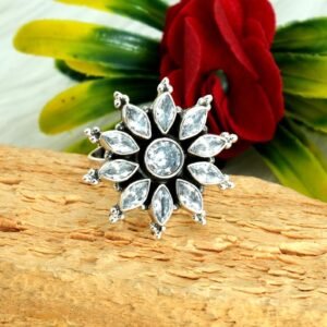 CZ Ring 925 Sterling Silver Ring Wedding Ring Adjustable Ring Women's Ring Gift For Her Natural Cubic Zirconia Ring White Gemstone ring R0142-GS