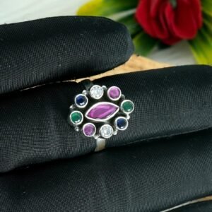 Natural Ruby, Emerald & Sapphire Ring In 925 Sterling Silver Precious Ring Multi Stone Ring Silver Jewelry For Girl And Women Gift Item R0137-GS