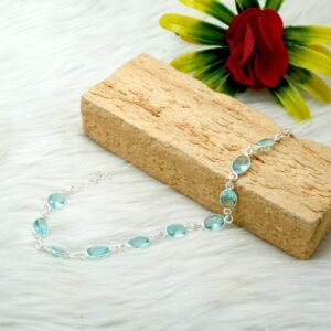 Blue Topaz Bracelet Sterling 925k Silver Bracelet Wedding Bracelet Gemstone Bracelet Topaz Bracelet Gift For Her Adjustable Bracelet BR0090-GS