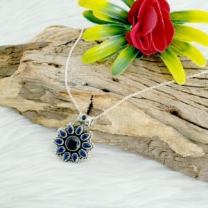 Sapphire Necklace 925 Sterling Silver Jewelry Dainty Pendant Necklace Wedding Blue Gemstone Gift Item Minimalist Necklace Anniversary Gift NL0212-GS