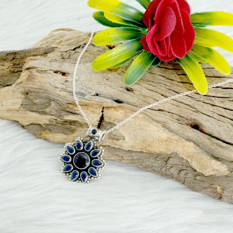 Sapphire Necklace 925 Sterling Silver Jewelry Dainty Pendant Necklace Wedding Blue Gemstone Gift Item Minimalist Necklace Anniversary Gift NL0212-GS