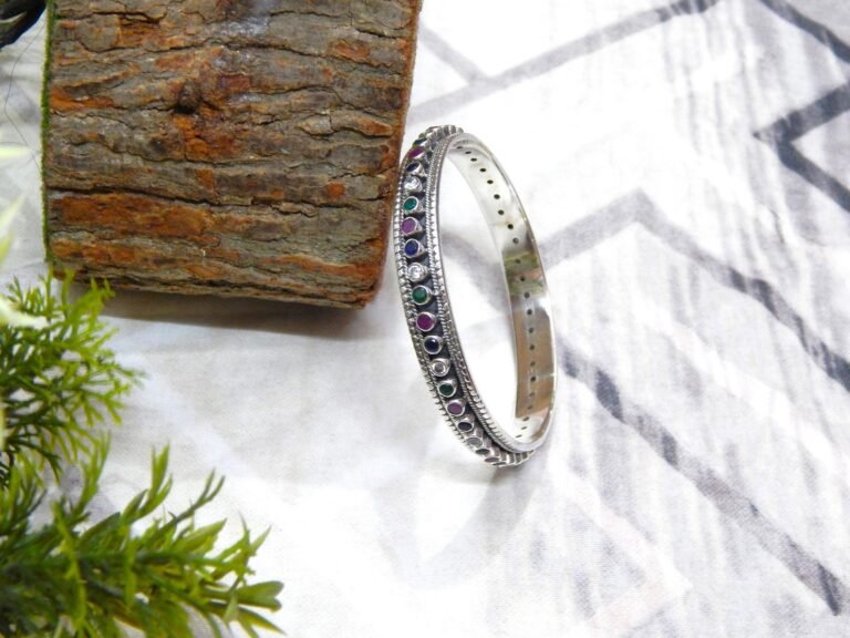 Natural Emerald Ruby, Sapphire Bangle, Silver jewelry,925 Sterling Silver Bangle, Gift, Handmade Bangle, Gemstone Bangle B0013-GS