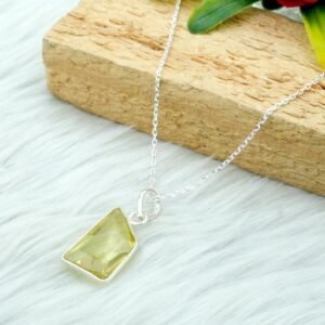 Lemon Quartz Necklace 925 Sterling Silver Jewelry AAA+ Quality Genuine Necklace Faceted Gemstone quartz Jewelry Handmade Jewelry NL0187-GS