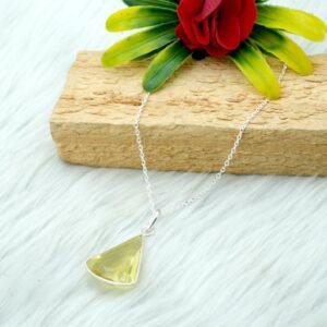 Lemon Quartz Necklace 925 Sterling Silver Jewelry AAA+ Quality Genuine Necklace Faceted Gemstone quartz Jewelry Handmade Jewelry NL0185-GS