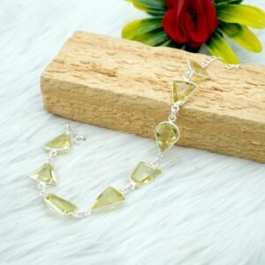 Lemon Quartz Bracelet 925 Sterling Silver Jewelry Genuine Gemstone bracelet with Lemon Quartz faceted Gift for her BR0088-GS