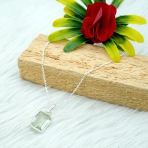 Green Amethyst Necklace 925 Sterling Silver Jewelry Green Amethyst Faceted Gemstone Necklace Wedding Gift Necklace Gift For Her NL0170-GS