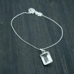 Crystal Necklace 925 Sterling Silver Jewelry AAA+ Quality Genuine Gemstone Necklace Octagon Faceted White Necklace Jewelry Handmade Jewelry NL0169-GS