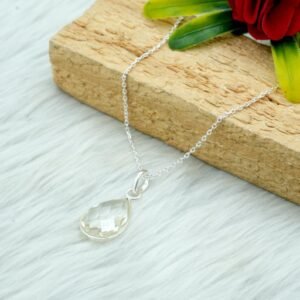 Crystal Necklace 925 Sterling Silver Jewelry AAA+ Quality Genuine Gemstone Necklace Pear Faceted White Necklace Jewelry Handmade Jewelry NL0168-GS