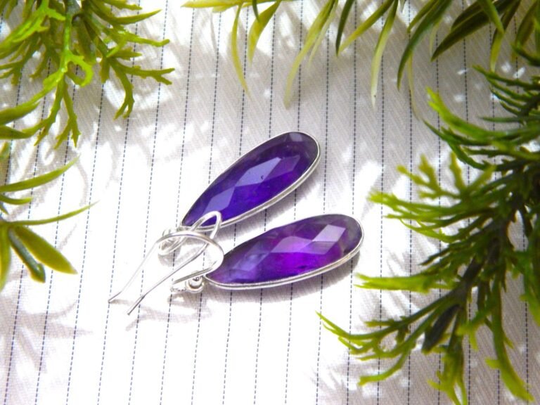 Amethyst Earring Sterling 925 Silver Jewelry Amethyst Faceted Gemstone Women's Jewelry Purple Earring Handmade Earring Gift For Her E0182-GS