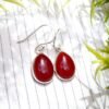 Agate Minimalist Earring Sterling 925 Silver Jewelry Red Cabochon Gemstone Women's Jewelry Bohemian Earring Handmade Earring Gift For Her E0181-GS