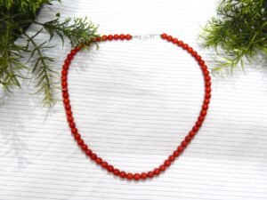Genuine Natural Italian Coral Necklace Natural Gemstone jewelry-sterling silver. Beaded Coral Round 6.5 mm Necklace handmade necklace gift NL0034-GS