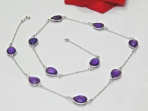Natural Amethyst Necklace 925 Silver Necklace Bezel Necklace Amethyst Necklace Swarovski Necklace Chain necklace handmade Necklace NL0092-GS