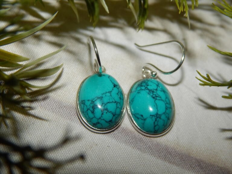 Turquoise Earring 925 sterling silver jewelry Turquoise gemstone handmade earring gift for her Wedding Earring E0228-GS