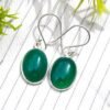 Tiny Onyx Gemstone Earring in 925 Sterling Silver , Natural Green Onyx Hook Earring , Sterling Silver Dangle Earring , Gift for her E0055-GS