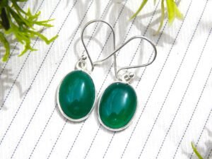 Tiny Onyx Gemstone Earring in 925 Sterling Silver , Natural Green Onyx Hook Earring , Sterling Silver Dangle Earring , Gift for her E0055-GS