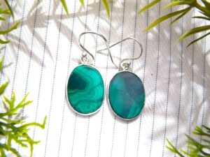 Malachite Earrings Sterling Silver Jewelry Gemstone Earrings Women's Jewelry Wedding Gift Handmade Earrings Gift For Her E0054-GS