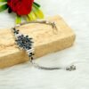 Natural Blue Sapphire Floral Wedding Bracelet 925 Sterling Silver Natural Blue Gemstone Adjustable Bracelet Jewelry Anniversary Gift For Her BR0018-GS