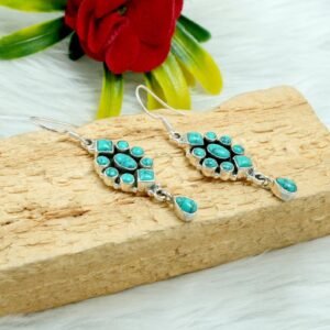 Turquoise Earring Sterling 925 Silver Jewelry Handmade Earring Blue Turquoise Gemstone Earring Wedding Earring Jewelry Gift For Her E0048-GS