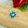 Blue Turquoise Ring Sterling Silver Jewelry Ring for Women, Natural Gemstone Ring Gift For Her Wedding Jewelry Adjustable Ring