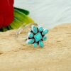 Blue Turquoise Ring Sterling Silver Jewelry Ring for Women, Natural Gemstone Ring Gift For Her Wedding Jewelry Adjustable Ring