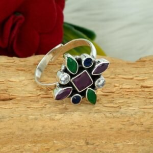 Natural Ruby, Emerald & Sapphire Ring In 925 Sterling Silver Precious Ring Multi Stone Ring Silver Jewelry For Girl And Women Gift Item