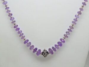 Natural AAA+ Quality Amethyst Faceted Beaded Adjustable Necklace In 925 Sterling Silver For Girls And Women, Gift Item, Wedding Jewelry NL0062-GS
