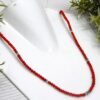 Genuine Natural Italian Coral Necklace Gemstone jewelry sterling silver Necklace Coral Round Beads 4x4 mm handmade necklace gift for Her NL0100-GS