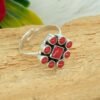 Natural Coral Rings 925 Sterling Silver Jewelry Handmade ring With Multi gemstones Wedding Ring, Adjustable Ring, Gift For Her R0364-GS