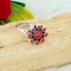 Natural Coral Rings 925 Sterling Silver Jewelry Handmade ring With Multi gemstones Wedding Ring, Adjustable Ring, Gift For Her R0363-GS