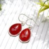 Agate Earring Sterling 925 Silver Jewelry Red Cabochon Gemstone Women's Jewelry Bohemian Earring Handmade Earring Gift For Her E0180-GS