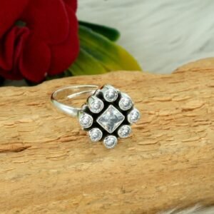 Cubic Zirconia Ring 925 Sterling Silver Jewelry Wedding Ring Adjustable Ring Handmade Ring Silver Jewelry Gift For Girls & Women Gift item R0348-GS