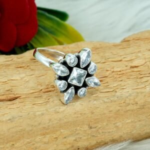 Cubic Zirconia White Ring 925 Sterling Silver Jewelry Wedding Ring Adjustable Ring Handmade Ring Jewelry Gift For Girls & Women Gift item R0345-GS